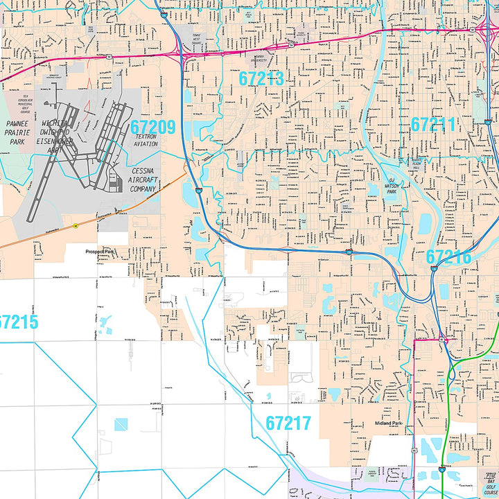 Premium Style Wall Map of Wichita KS