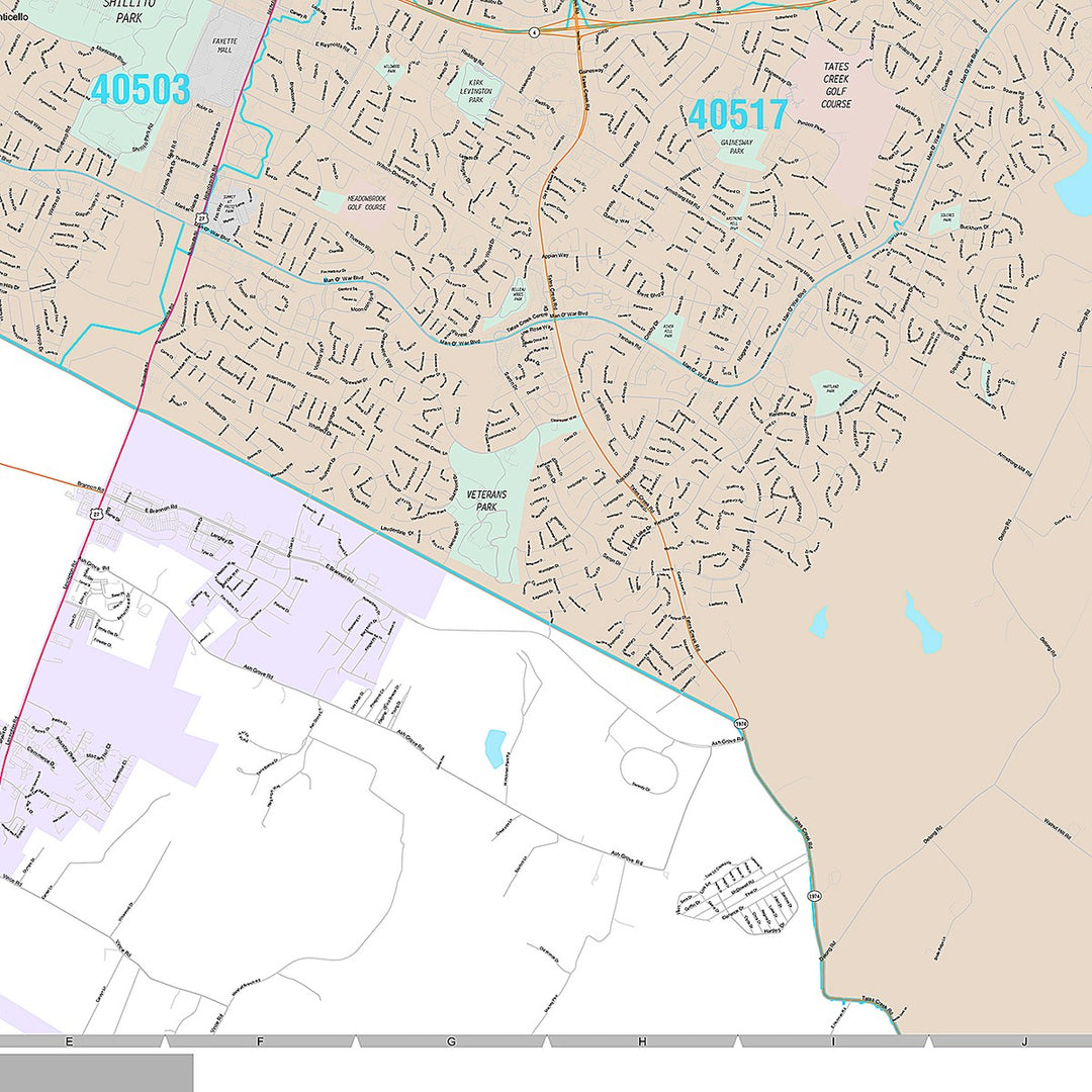 Premium Style Wall Map of Lexington KY.