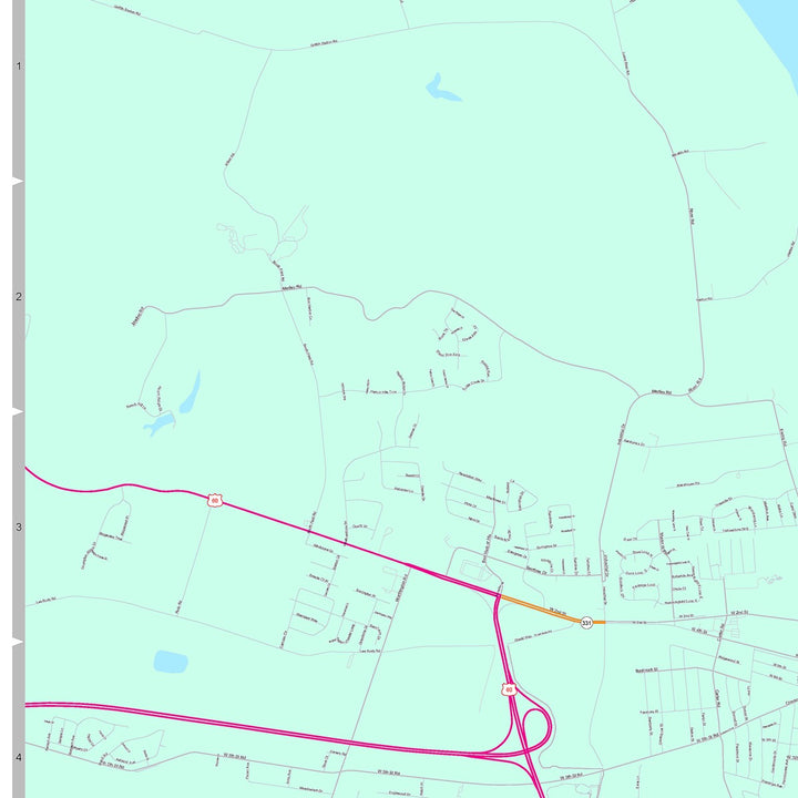 Color Cast Zip Code Style Wall Map of Owensboro, KY