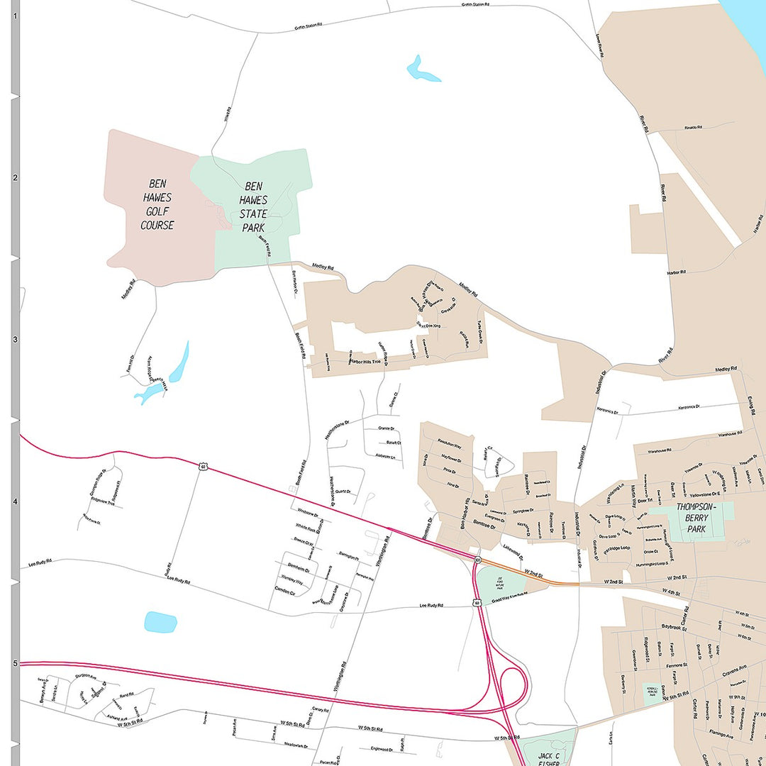 Premium Style Wall Map of Owensboro, KY