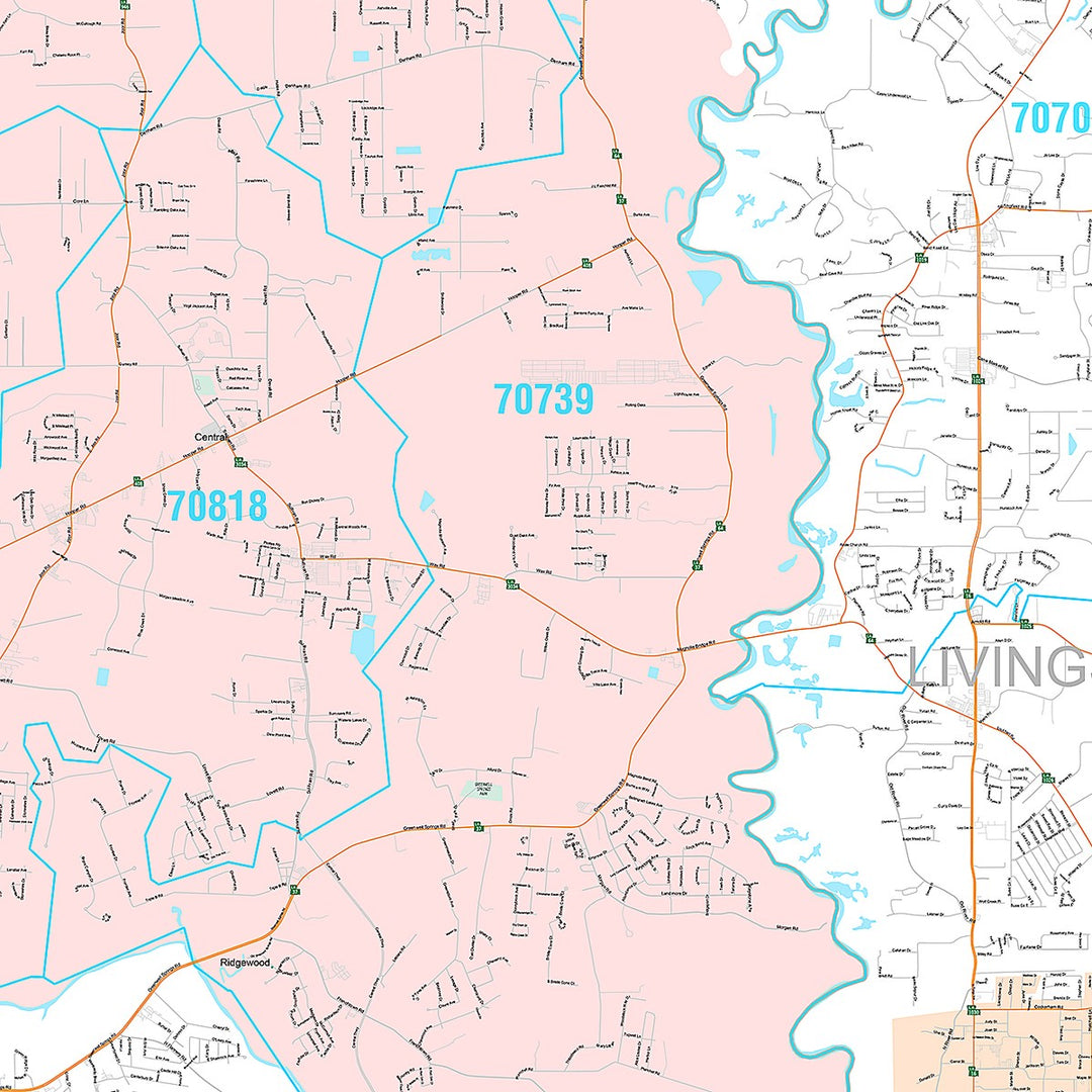 Premium Style Wall Map of Baton Rouge LA