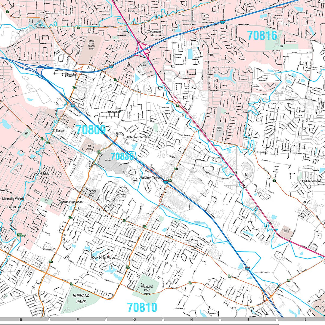 Premium Style Wall Map of Baton Rouge LA
