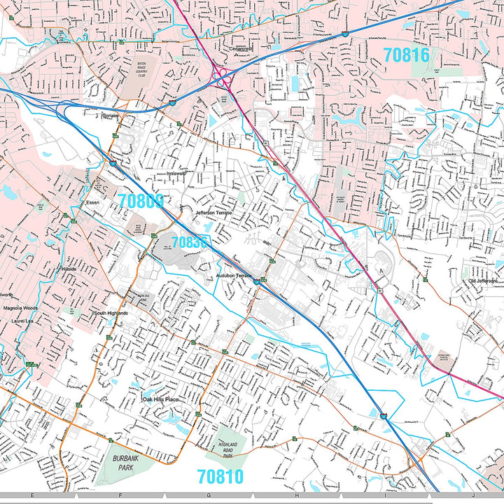 Premium Style Wall Map of Baton Rouge LA