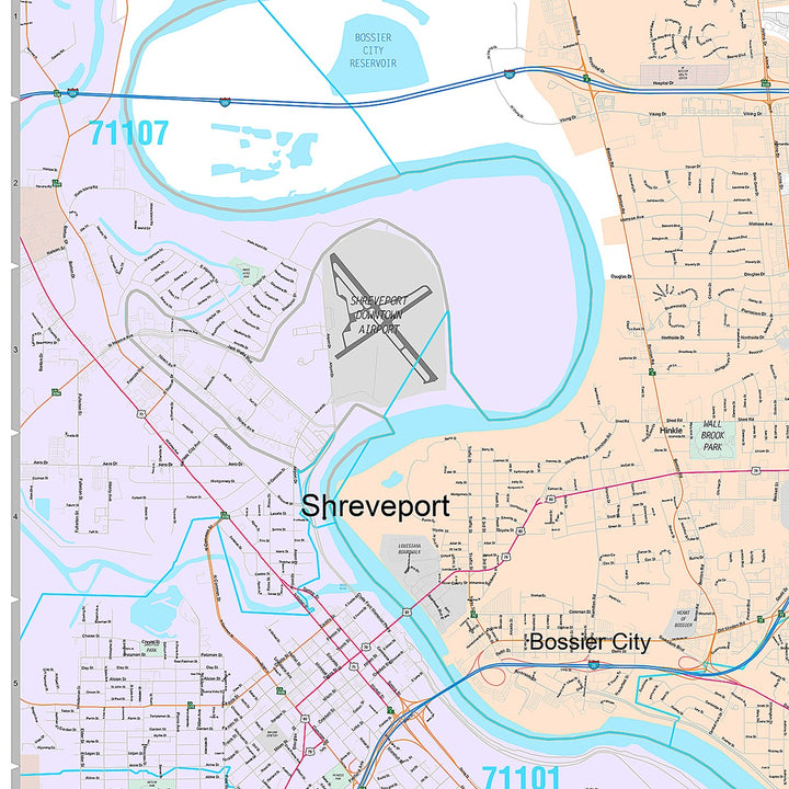 Premium Style Wall Map of Bossier City, LA