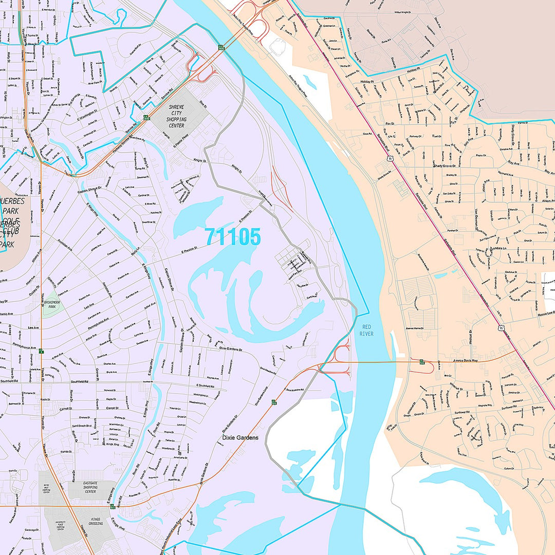 Premium Style Wall Map of Bossier City, LA