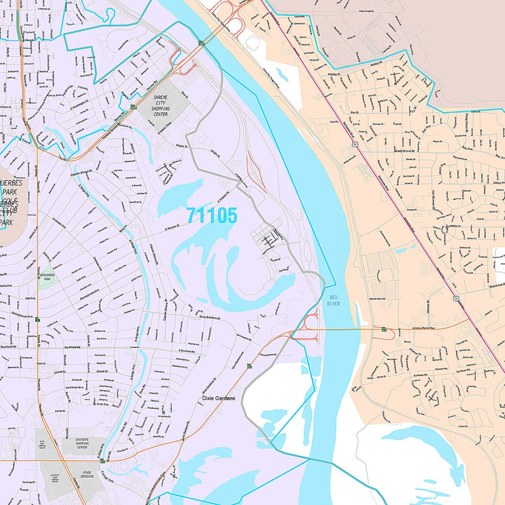 Premium Style Wall Map of Bossier City, LA