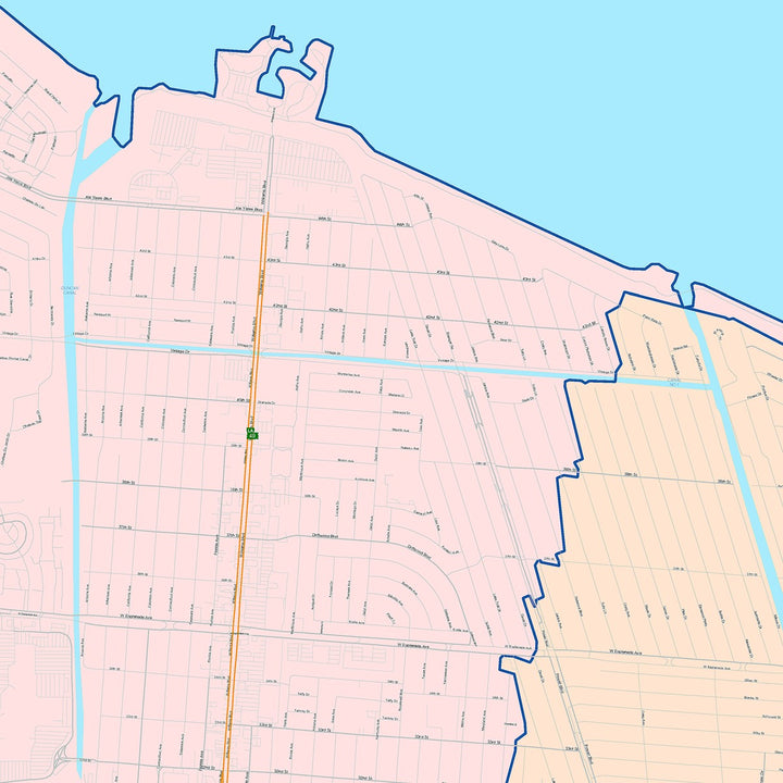 Color Cast Zip Code Style Wall Map of Kenner, LA