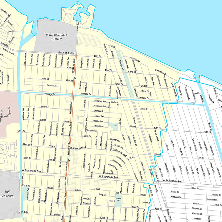 Premium Style Wall Map of Kenner, LA