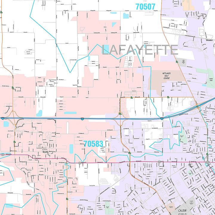 Premium Style Wall Map of Lafayette, LA