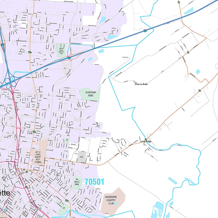 Premium Style Wall Map of Lafayette, LA