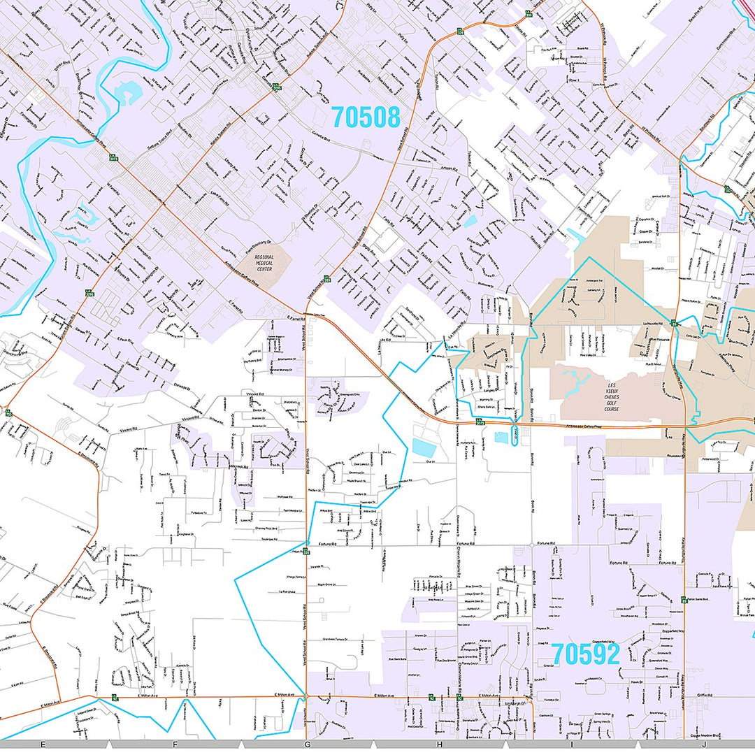 Premium Style Wall Map of Lafayette, LA