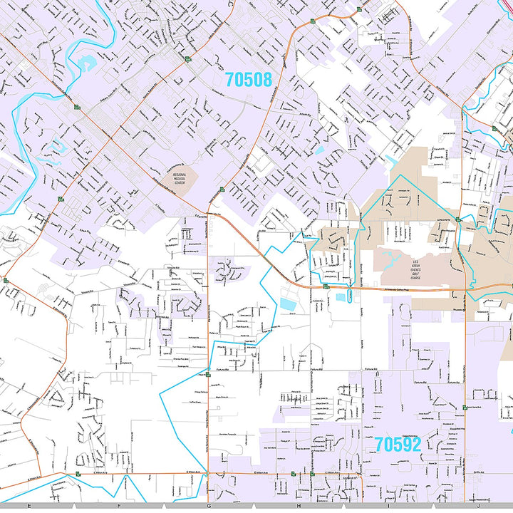 Premium Style Wall Map of Lafayette, LA