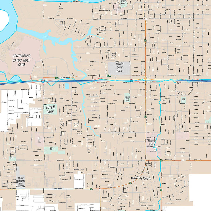 Premium Style Wall Map of Lake Charles, LA