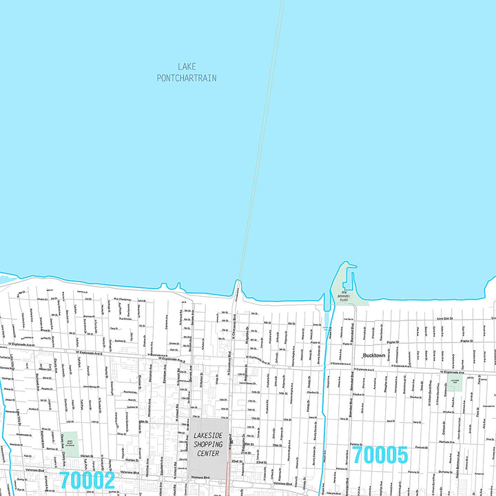 Premium Style Wall Map of Metairie, LA