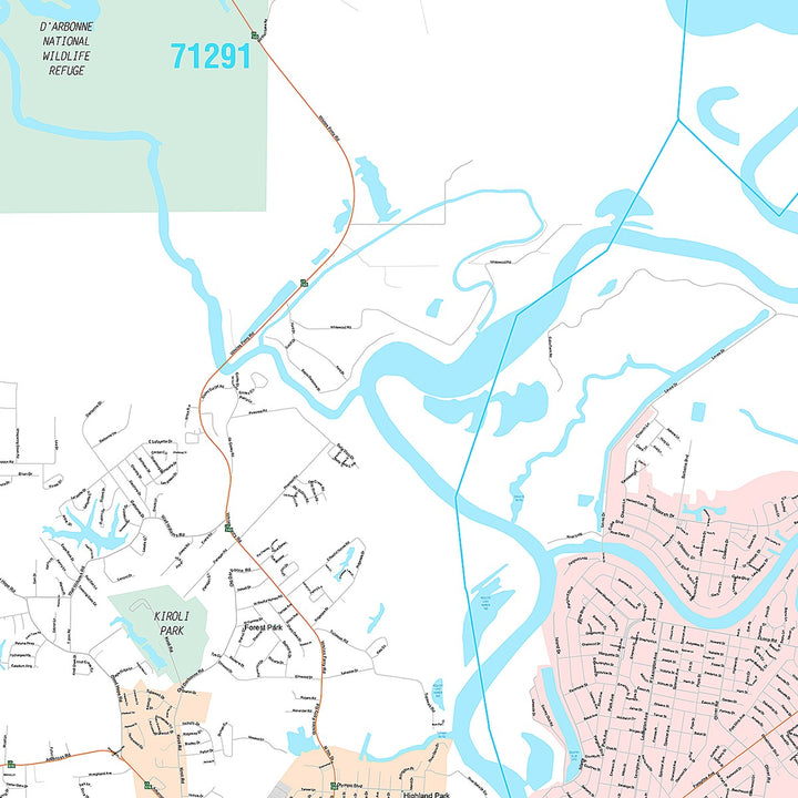 Premium Style Wall Map of Monroe, LA