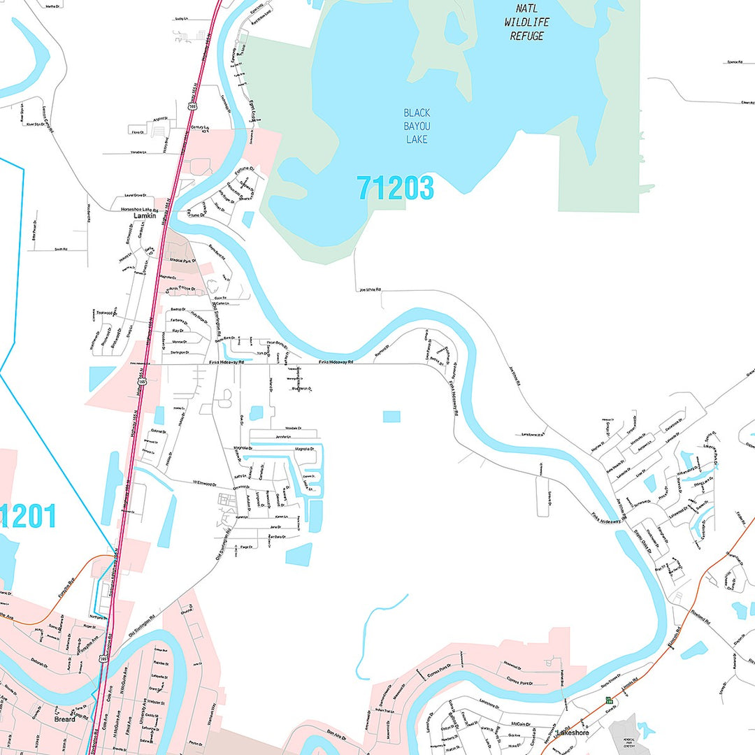 Premium Style Wall Map of Monroe, LA