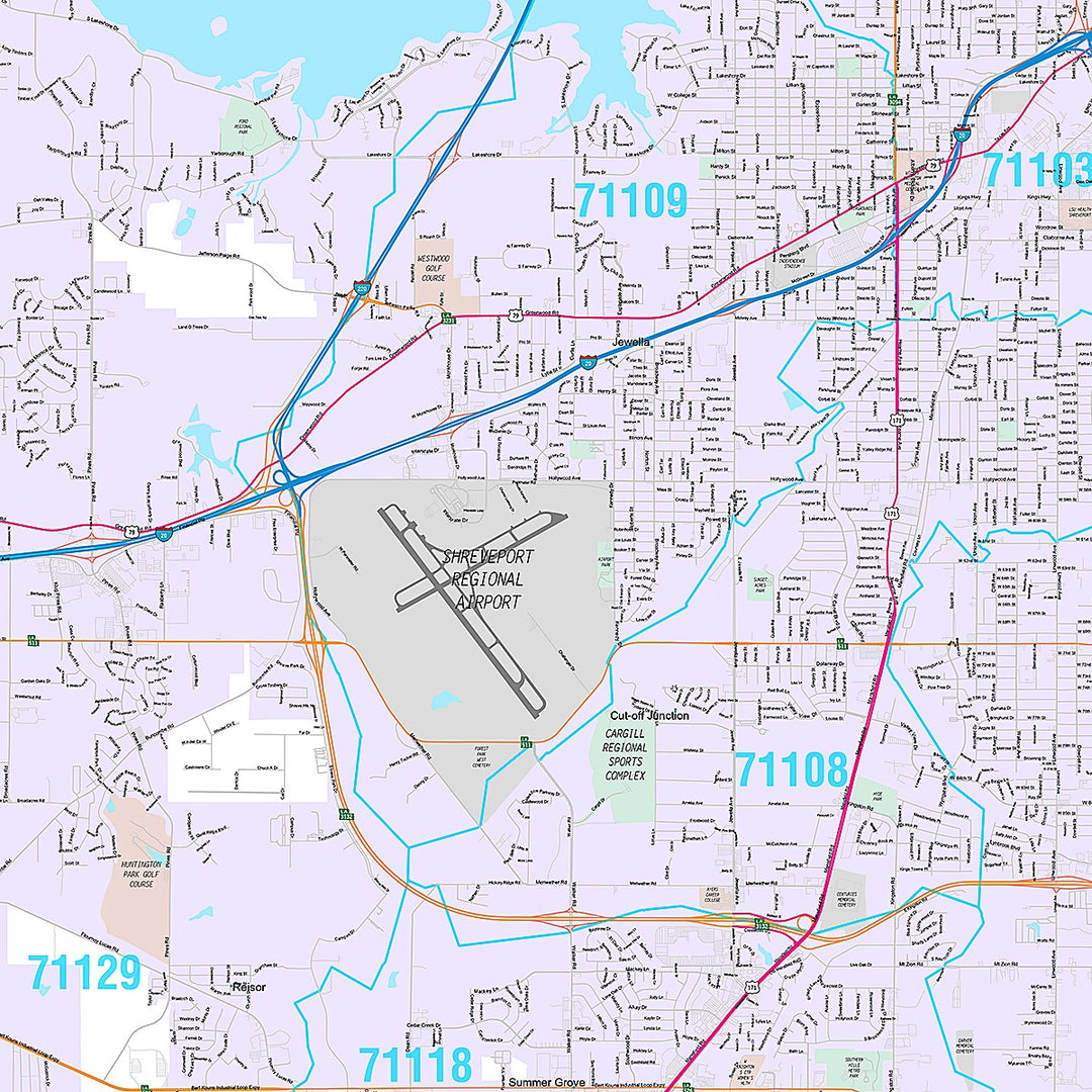 Premium Style Wall Map of Shreveport, LA