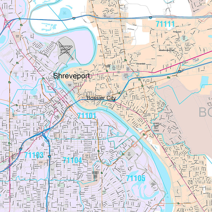 Premium Style Wall Map of Shreveport, LA