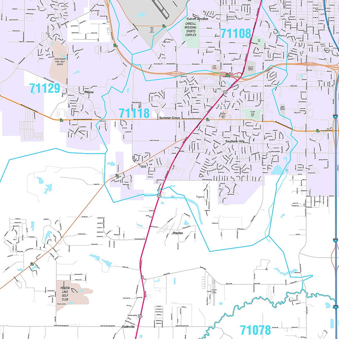 Premium Style Wall Map of Shreveport, LA