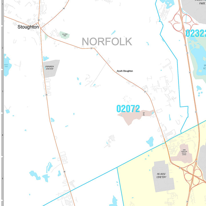 Premium Style Wall Map of Brockton, MA