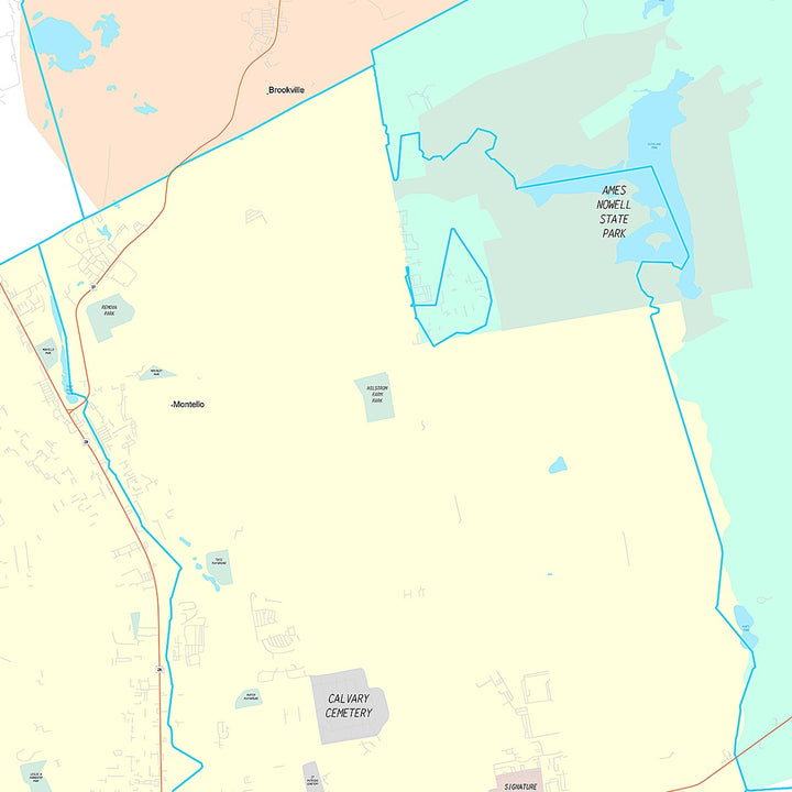 Premium Style Wall Map of Brockton, MA