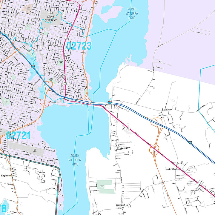 Premium Style Wall Map of Fall River, MA