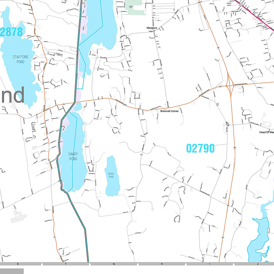 Premium Style Wall Map of Fall River, MA