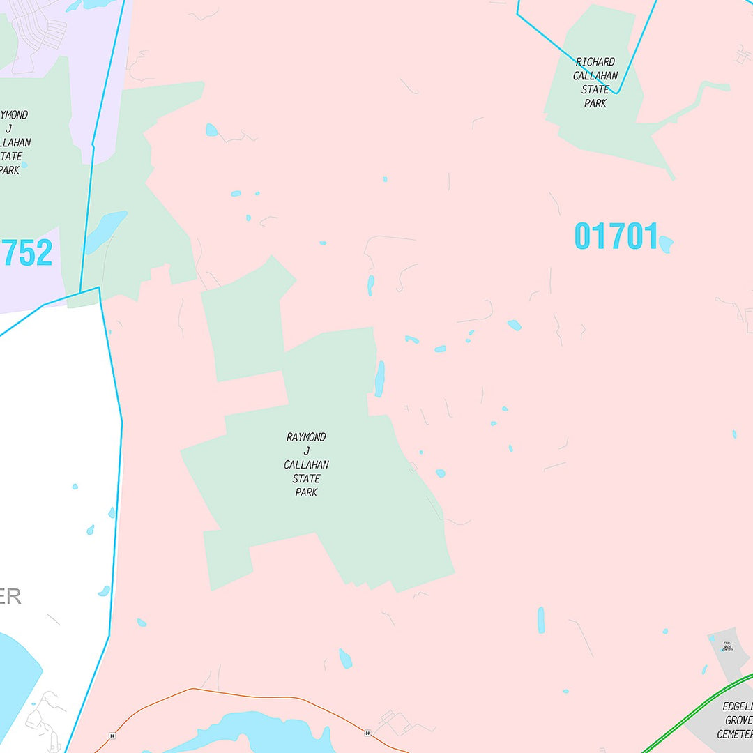 Premium Style Wall Map of Framingham, MA