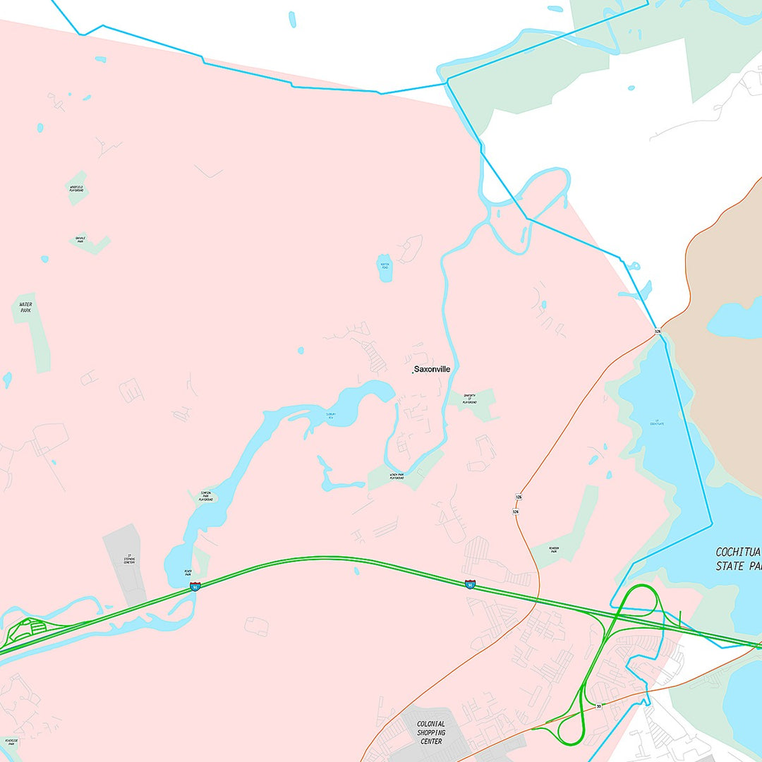 Premium Style Wall Map of Framingham, MA