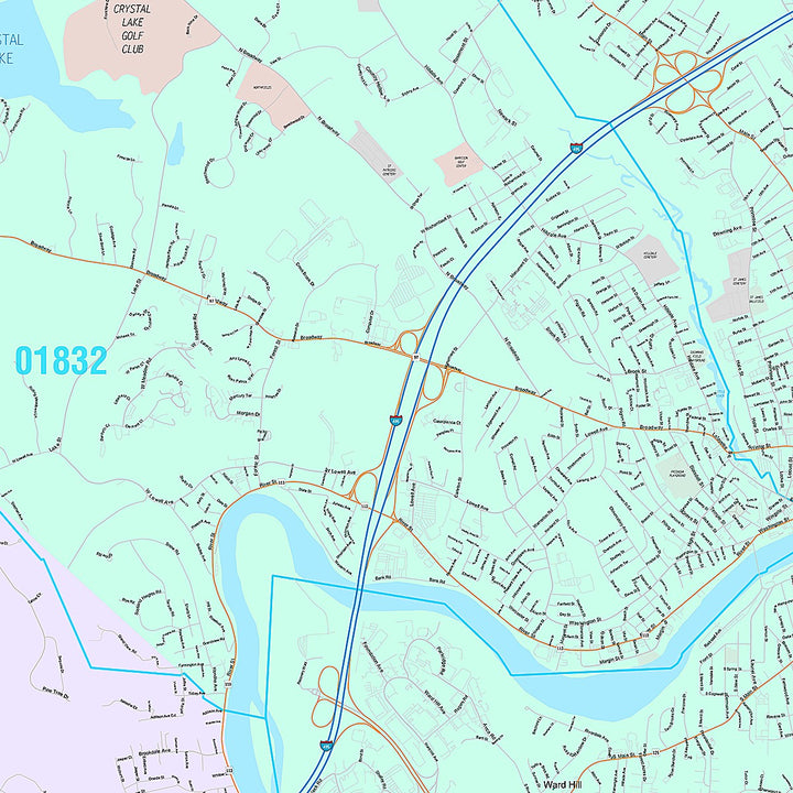 Premium Style Wall Map of Haverhill, MA