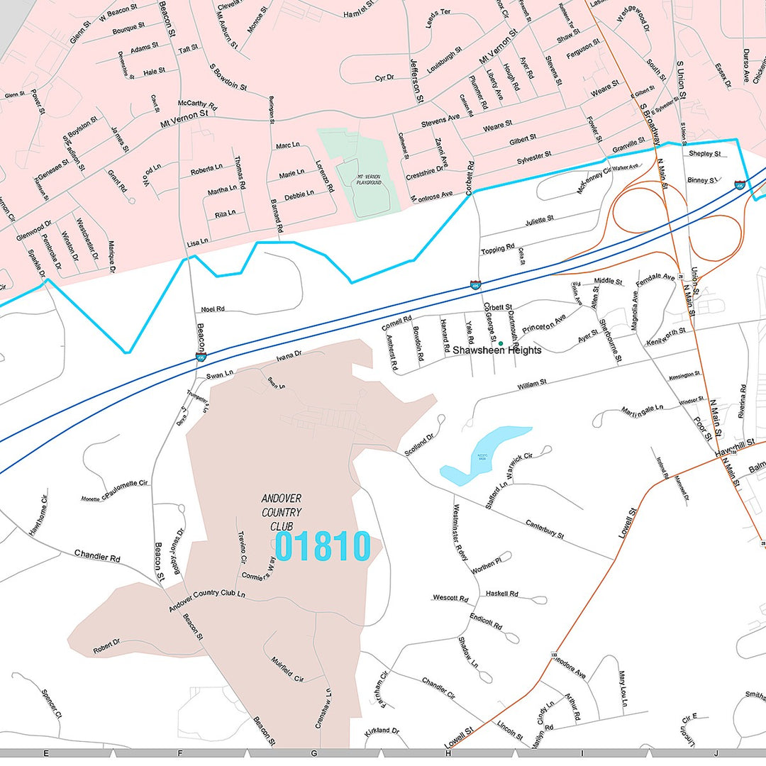 Premium Style Wall Map of Lawrence, MA