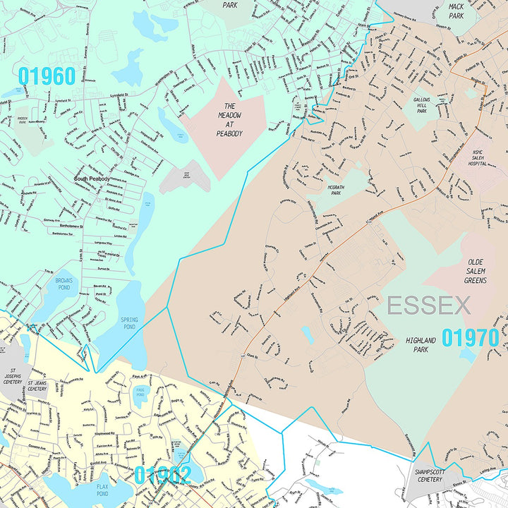 Premium Style Wall Map of Lynn, MA