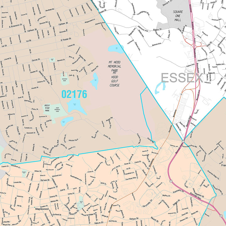 Premium Style Wall Map of Malden, MA