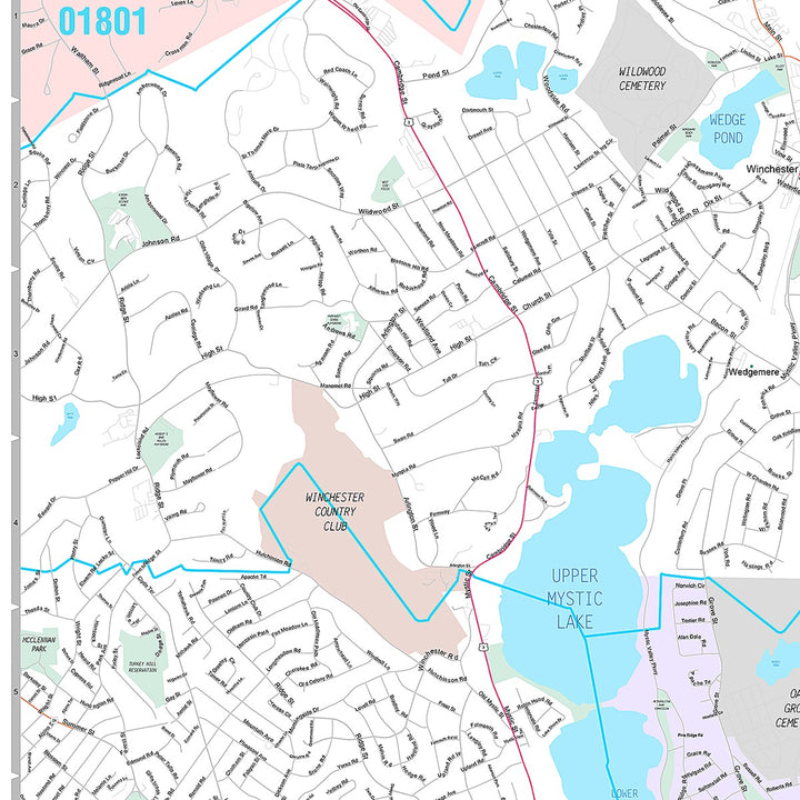 Premium Style Wall Map of Medford, MA