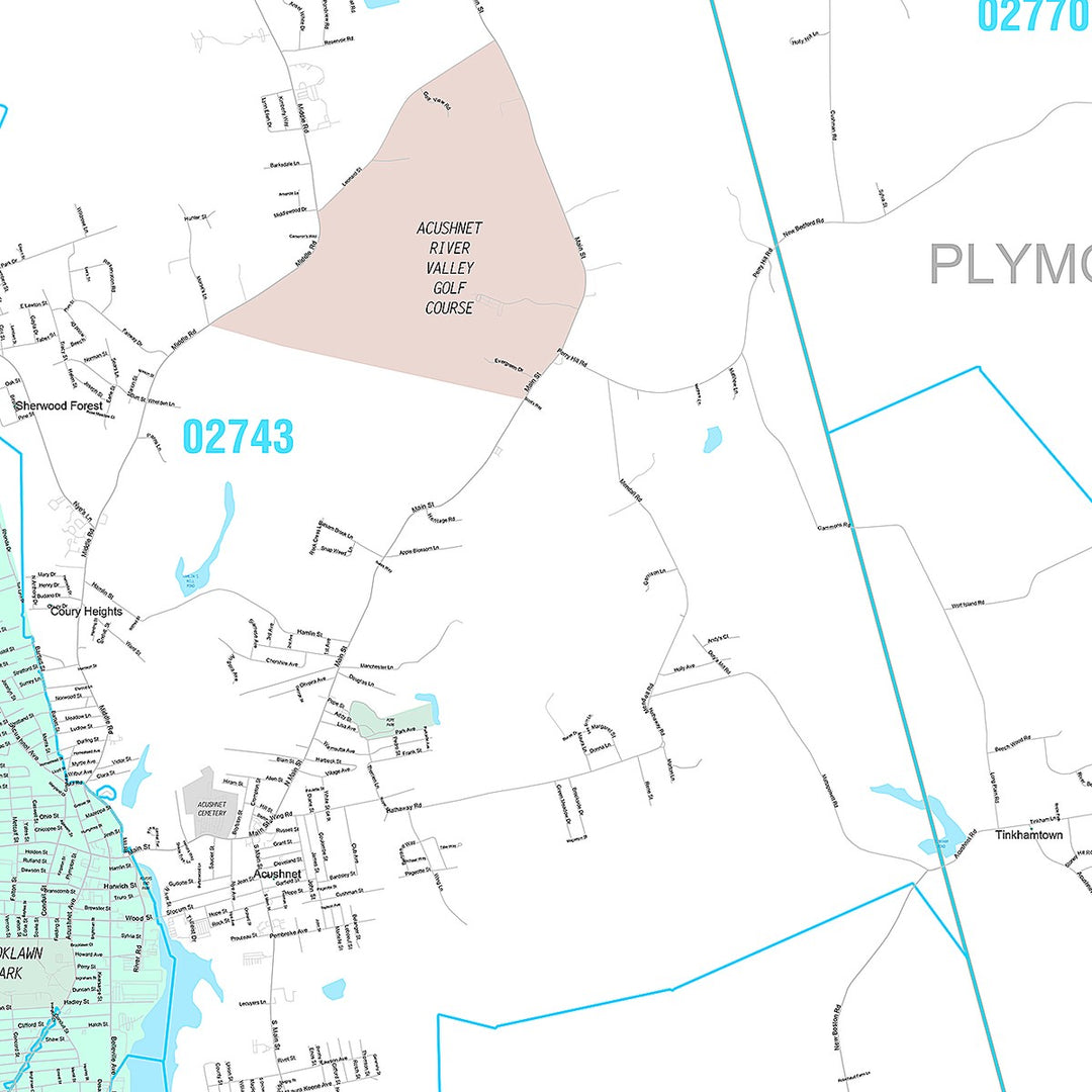 Premium Style Wall Map of New Bedford, MA