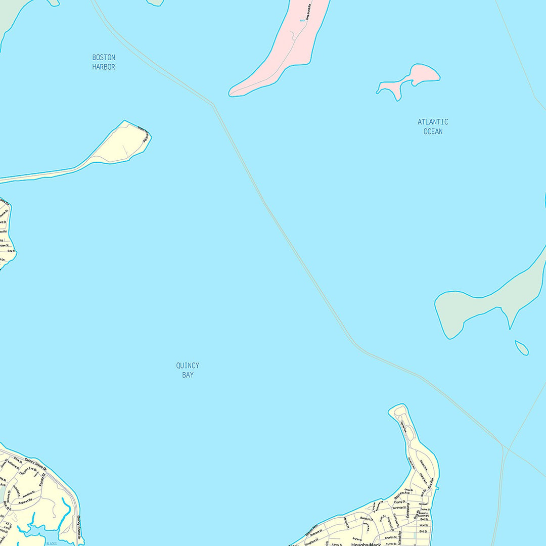 Premium Style Wall Map of Quincy, MA