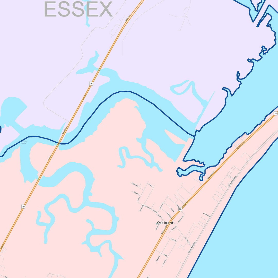 Color Cast Zip Code Style Wall Map of Revere, MA