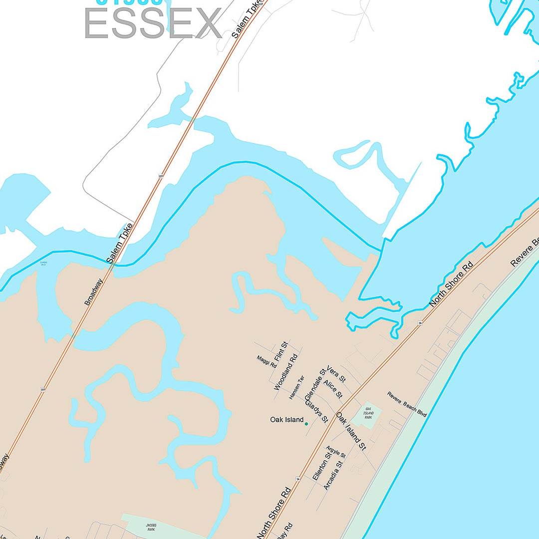 Premium Style Wall Map of Revere, MA