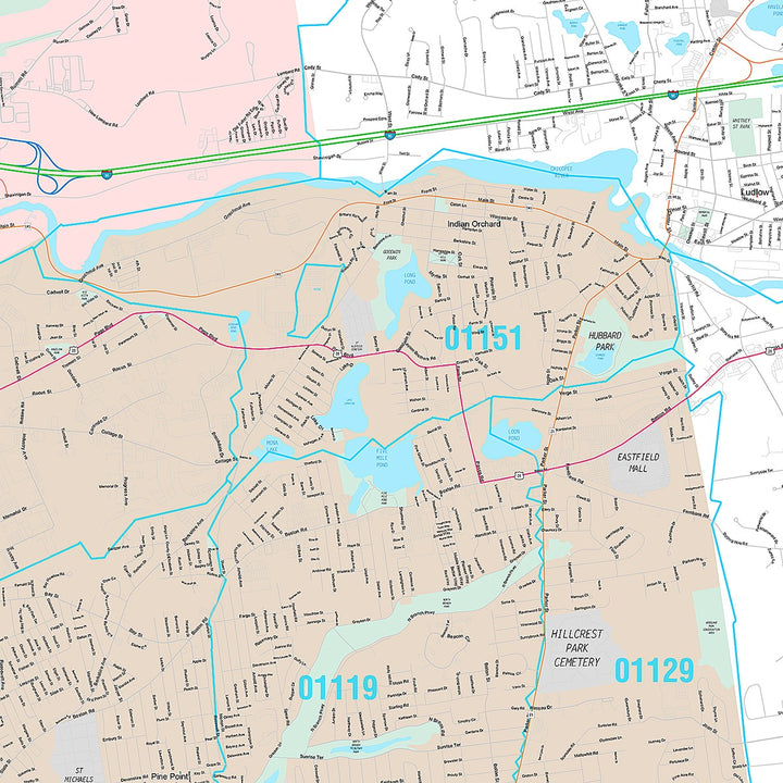 Premium Style Wall Map of Springfield, MA