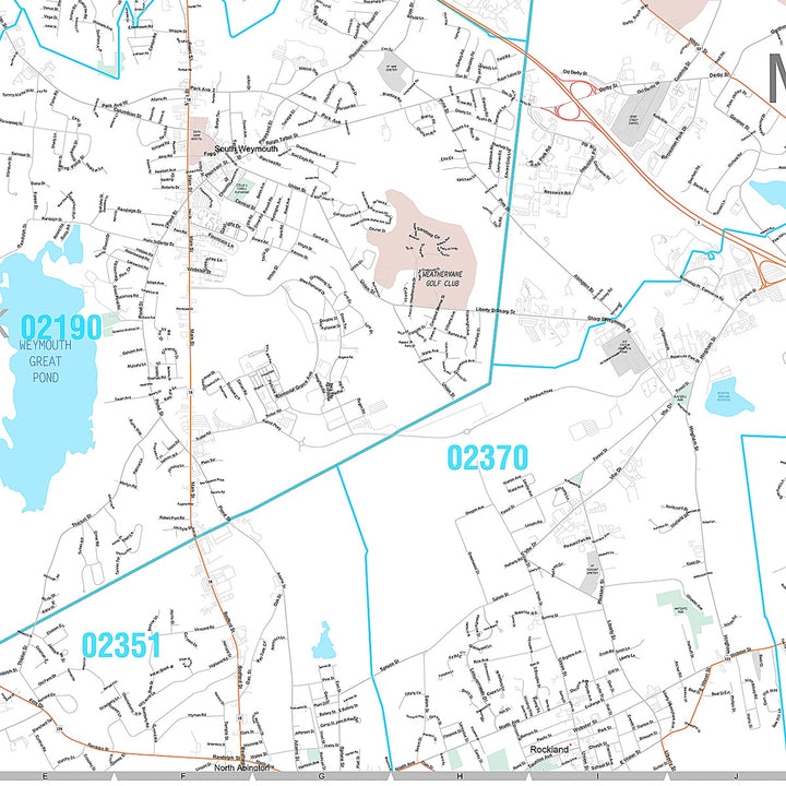 Premium Style Wall Map of Weymouth, MA