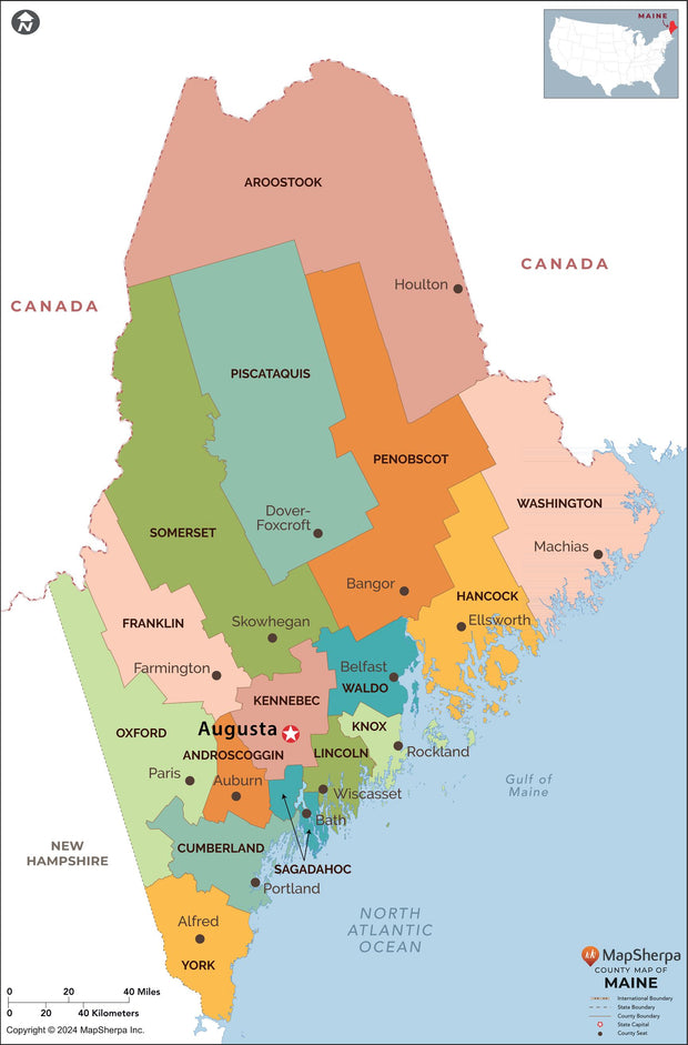 Maine Counties Map – American Map Store