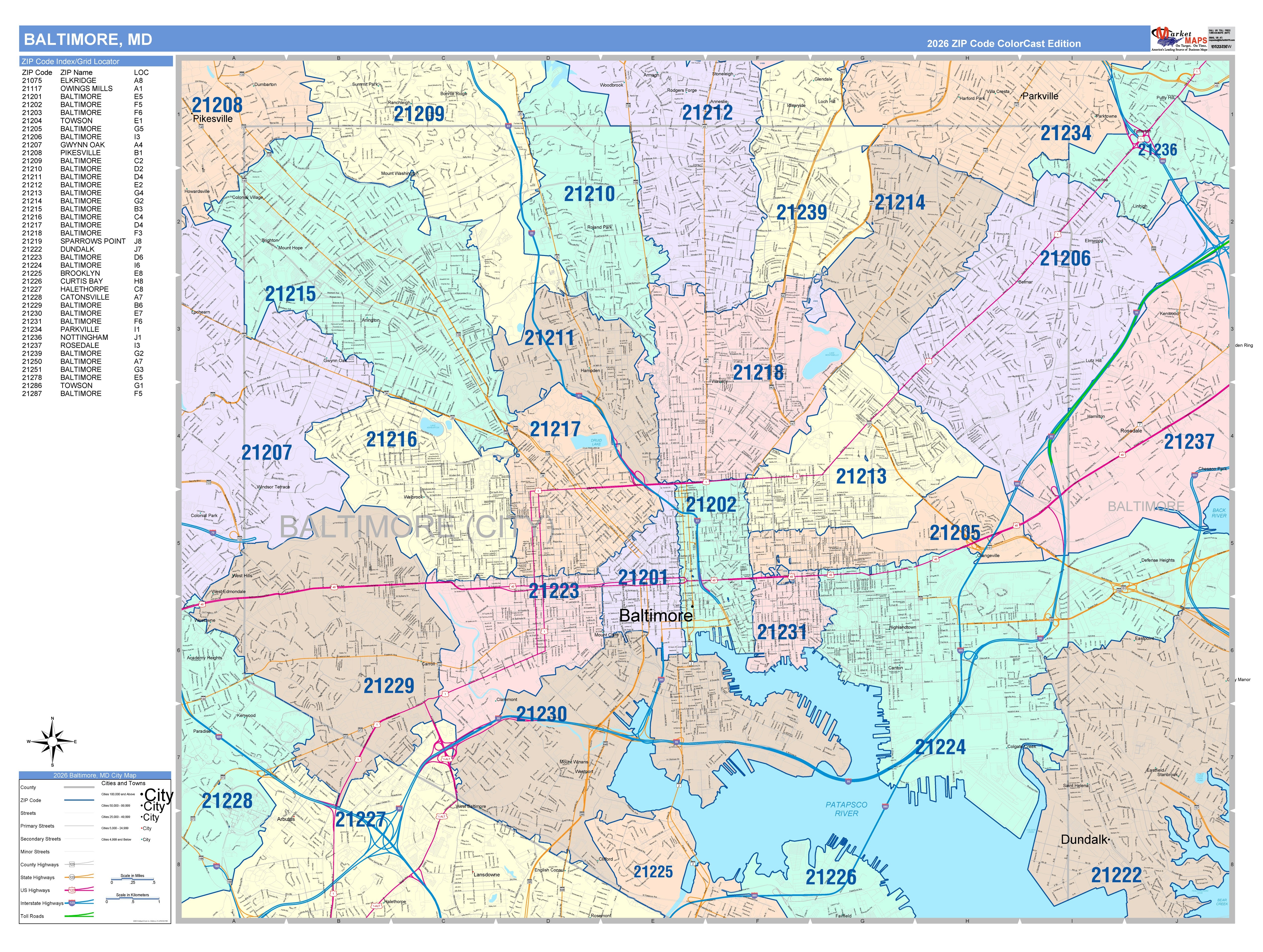 Zip Code Wall Map Of Greater Upper Marlboro Md Zip Code Map Laminated