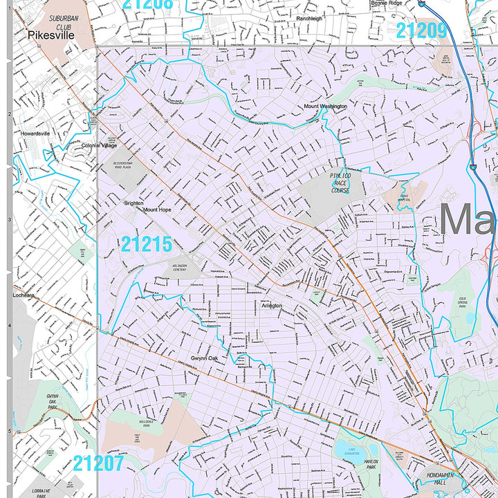 Premium Style Wall Map of Baltimore MD
