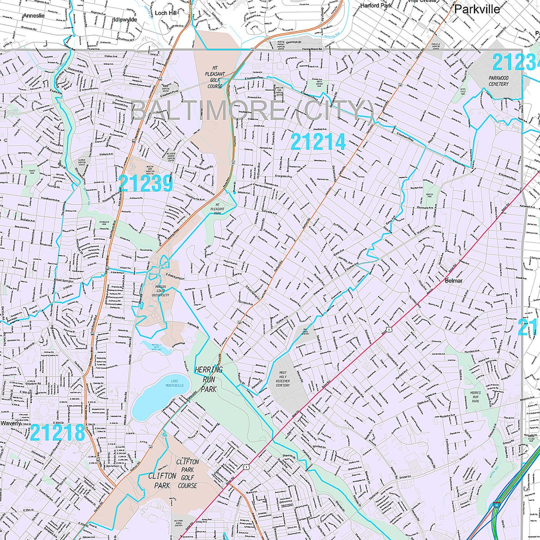 Premium Style Wall Map of Baltimore MD