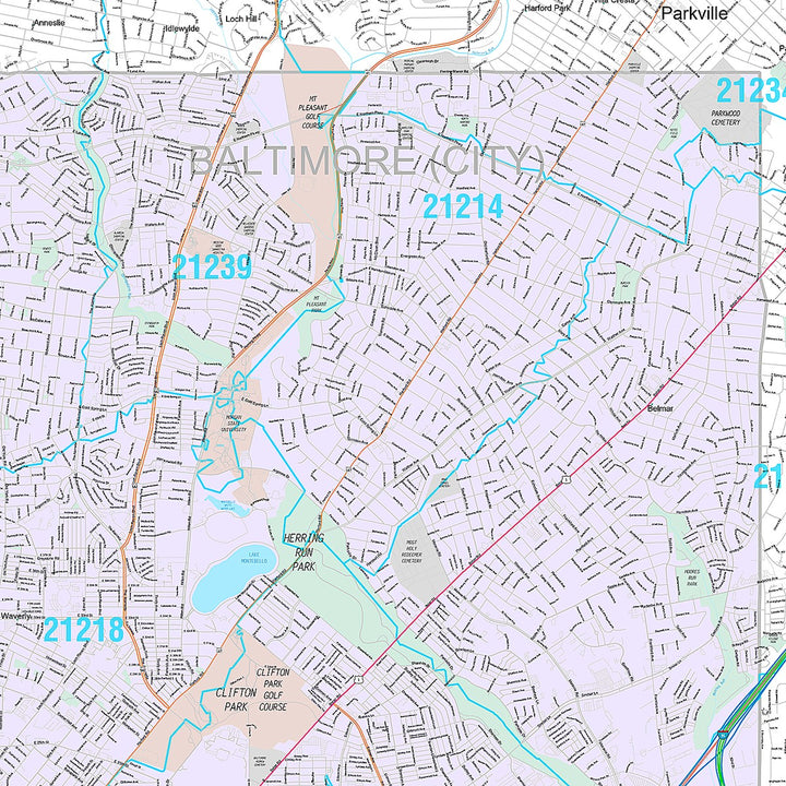 Premium Style Wall Map of Baltimore MD