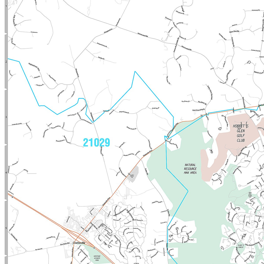 Premium Style Wall Map of Columbia, MD