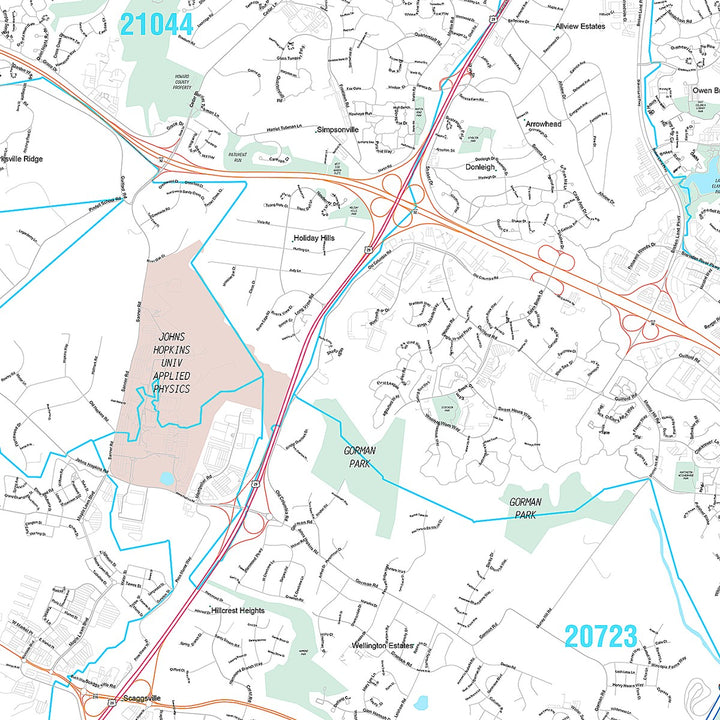Premium Style Wall Map of Columbia, MD