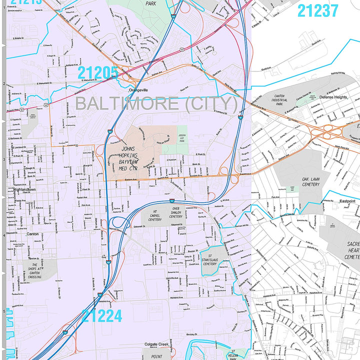 Premium Style Wall Map of Dundalk, MD