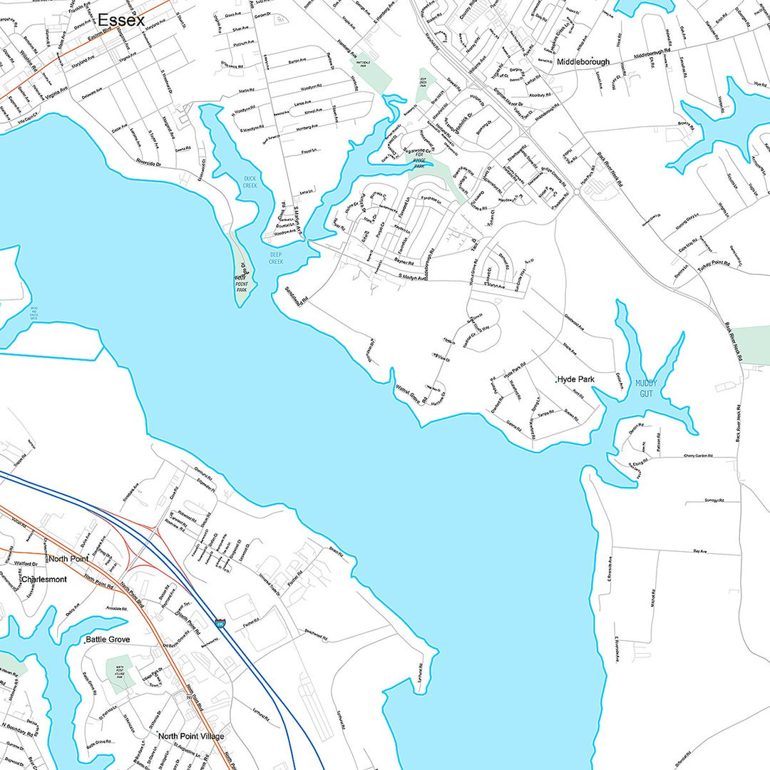 Premium Style Wall Map of Dundalk, MD