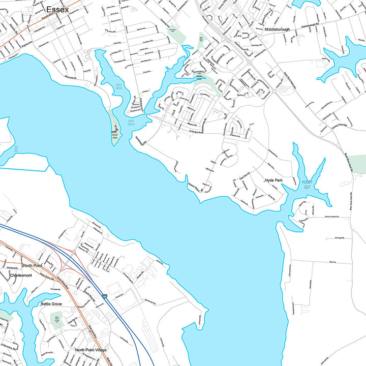 Premium Style Wall Map of Dundalk, MD